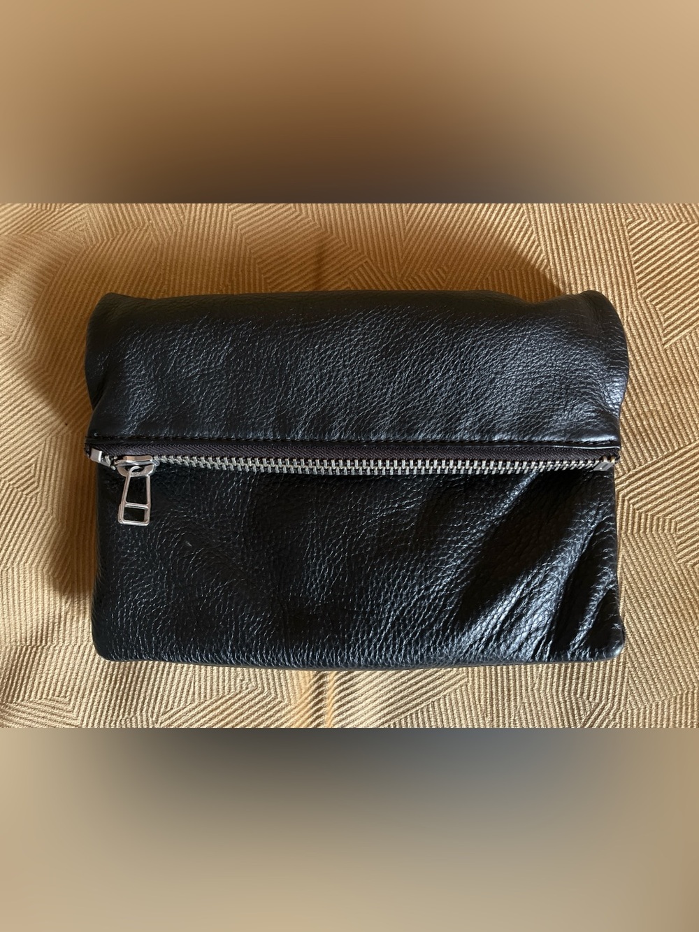 Vintage Roots black leather clutch
